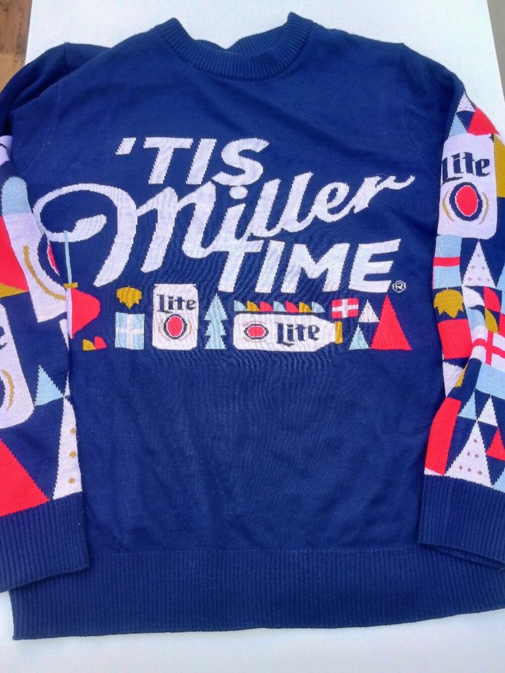 Miller Lite Tis Miller Time Christmas Sweater Men's Large Beer Holiday Acrylic